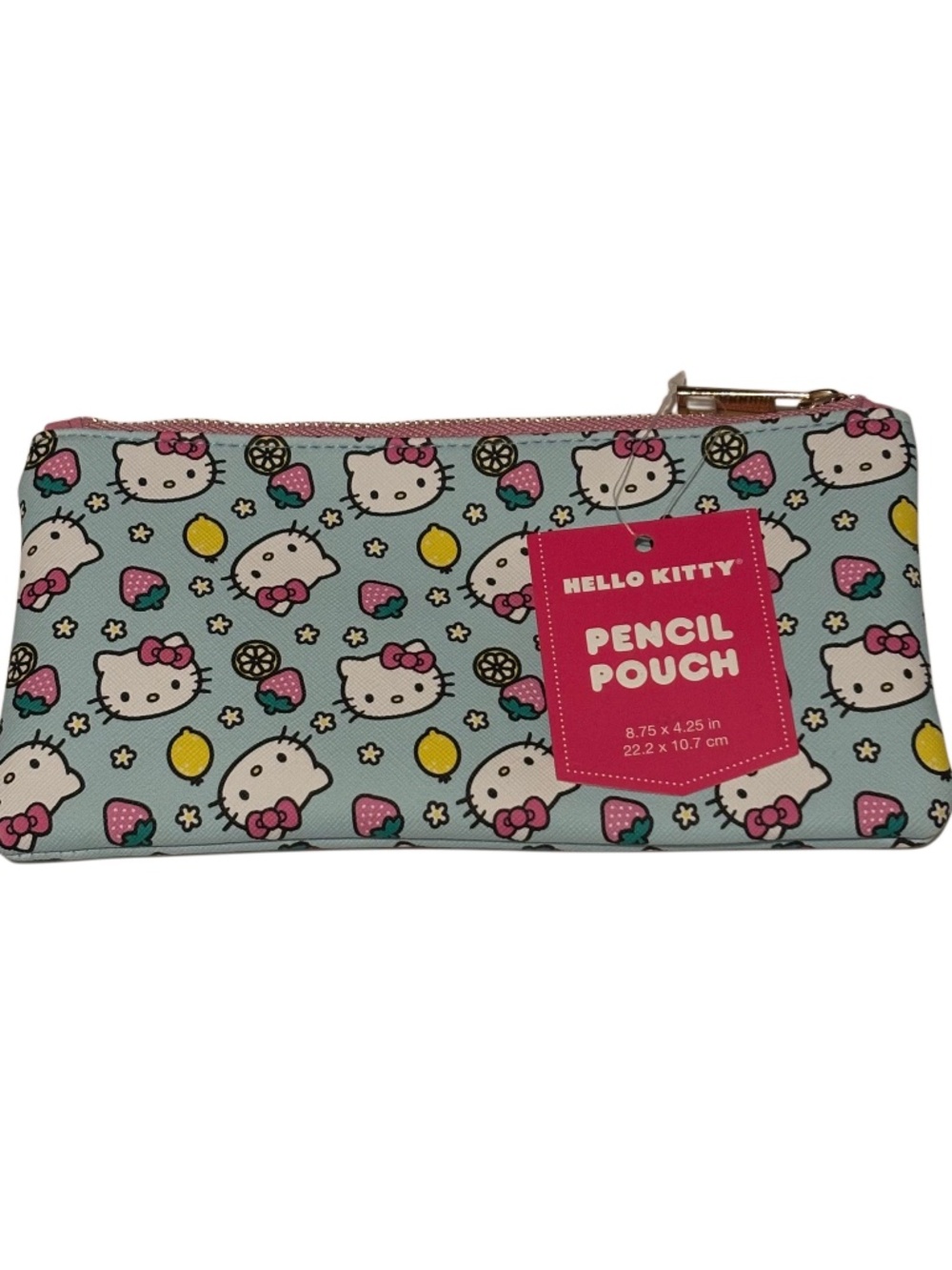 Sanrio Hello Kitty Pencil Pouch All Over Summer Print Strawberries Lemons NWT